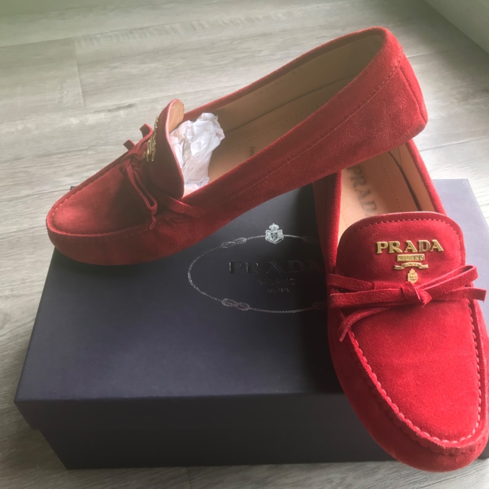 Brick Red Prada Driving Shoe - Loafers - Picture 3 of 12